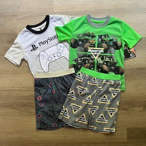 4/5 Spider-Man & Monster Jam Boys Graphic Print Tee & Shorts Sleep Sets